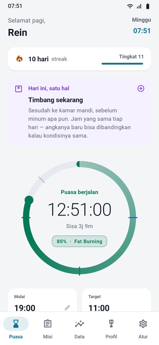 INTERVAST: timer puasa berjalan dengan misi hari ini