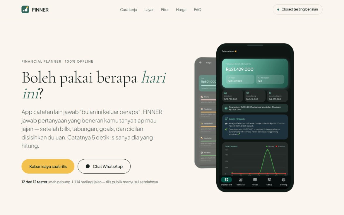 Halaman FINNER, financial planner