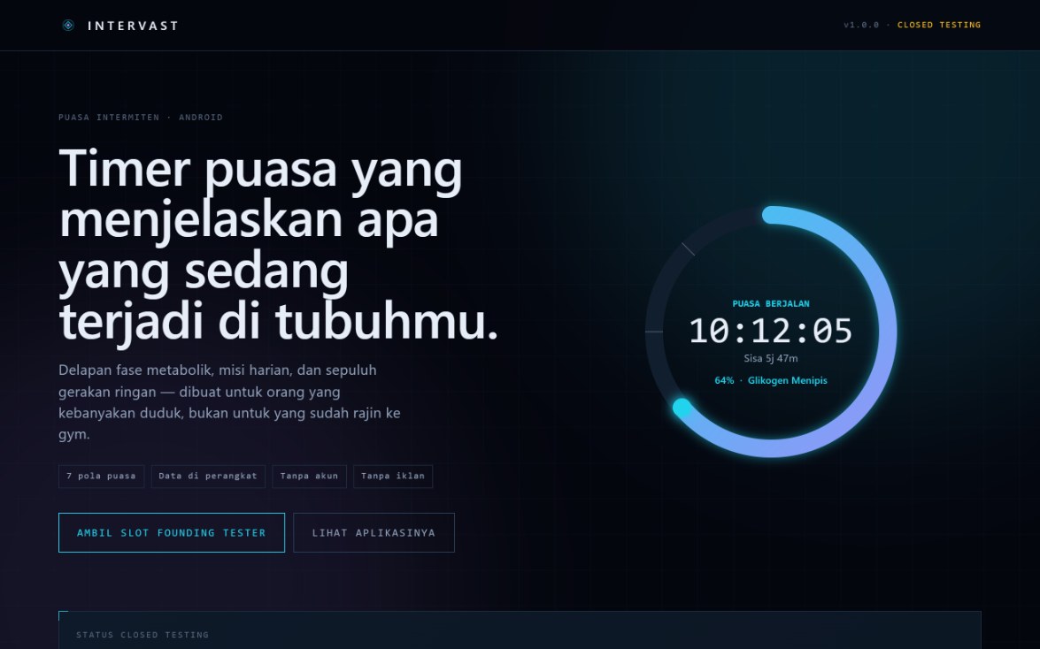 Halaman INTERVAST, timer puasa