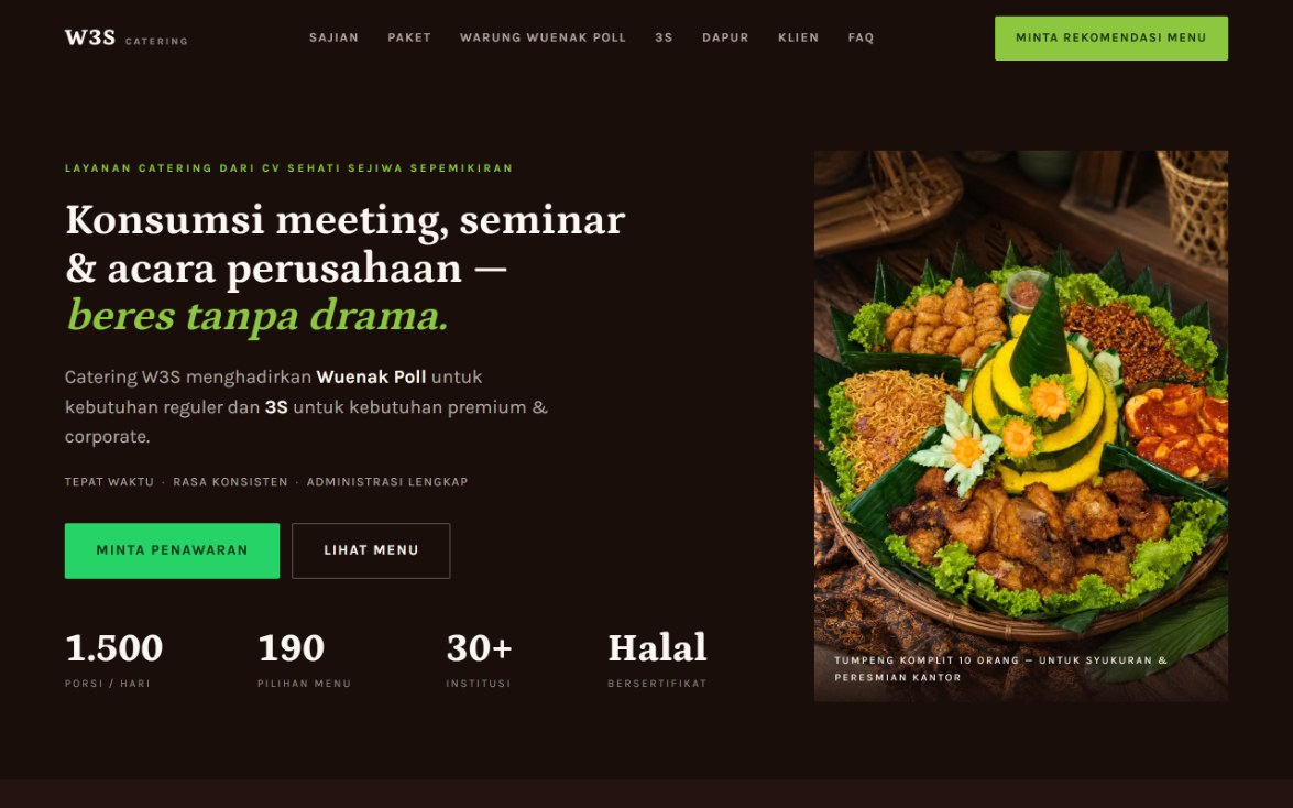 Halaman W3S Catering, katering korporat Surabaya dan Sidoarjo