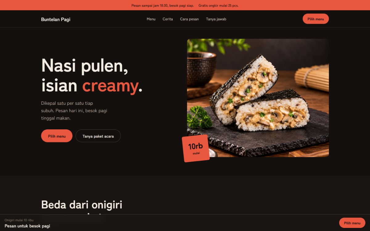 Landing page Buntelan Pagi